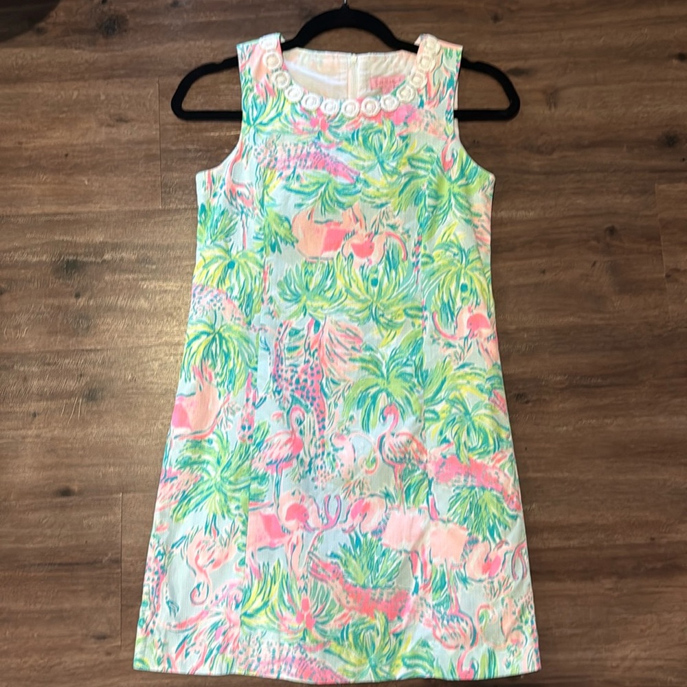Lilly Pulitzer Kids Dress in Pink and Green Tropical Print size 14